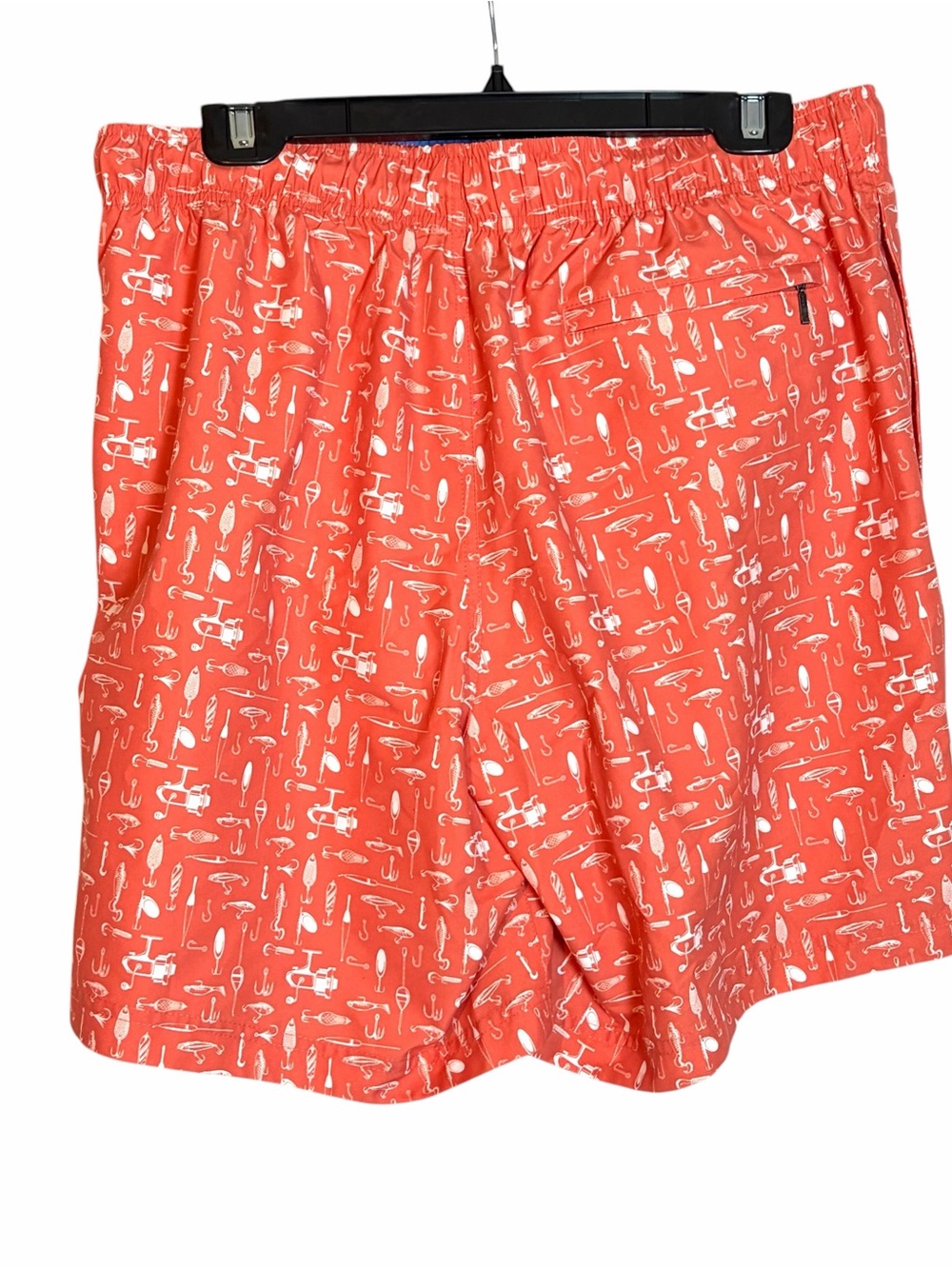 NWT Roundtree & Yorke Swim Shorts Mens Large Coral Orange Fish Hooks Mesh Lined - Picture 2 of 11